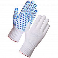 White/Blue Seamless PVC Dot Assembly Glove