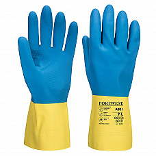 A801 Yellow/Blue Double Dipped Latex Gauntlet