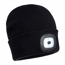 B028 Black Rechargeable Twin LED Beanie