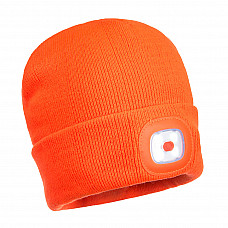 B029 Orange Beanie USB Rechargeable LED Head Light