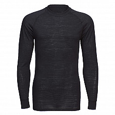 B183 Black Merino Wool Crewneck Baselayer Top