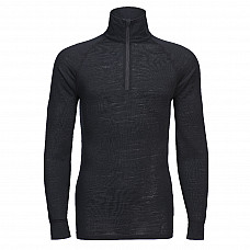 B184 Black Merino Wool 1/4 Zip Baselayer Top