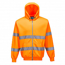 B305 Orange Hi-Vis Zipped Hoodie