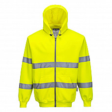 B305 Yellow Hi-Vis Zipped Hoodie