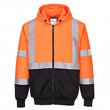 B315 Orange/Black Hi-Vis Contrast Zipped Hoodie