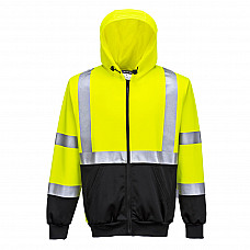 B315 Yellow/Black Hi-Vis Contrast Zipped Hoodie