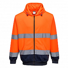 B317 Orange/Navy Hi-Vis Contrast Zipped Hoodie