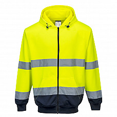 B317 Yellow/Navy Hi-Vis Contrast Zipped Hoodie