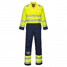 BIZ7 Yellow/Navy Bizflame Work Hi-Vis Anti-Static Coverall