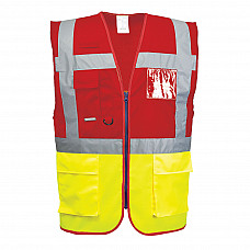 C276 Yellow/Red Paris Hi-Vis Contrast Executive Vest