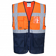 C377 Orange/Navy Hi-Vis Mesh Contrast Executive Vest