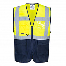 C377 Yellow/Navy Hi-Vis Mesh Contrast Executive Vest