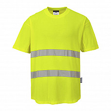 C394 Yellow Hi-Vis Cotton Comfort Mesh Insert T-Shirt S/S