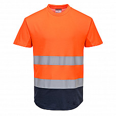 C395 Orange/Navy Hi-Vis Contrast Mesh Insert T-Shirt S/S