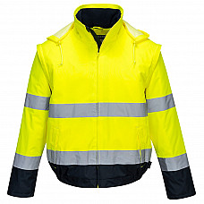 C464 Yellow/Navy Hi-Vis 2-in-1 Contrast Essential Lite Bomber Jacket