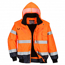 C465 Orange/Navy Hi-Vis 3-in-1 Contrast Bomber Jacket