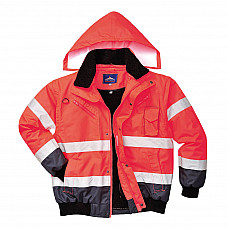 C465 Red/Navy Hi-Vis 3-in-1 Contrast Bomber Jacket