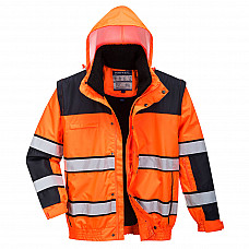 C466 Orange/Black Hi-Vis 3-in-1 Contrast Winter Bomber Jacket