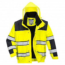 C466 Yellow/Black Hi-Vis 3-in-1 Contrast Winter Bomber Jacket