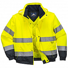 C468 Yellow Hi-Vis 2-in-1 Contrast Bomber Jacket