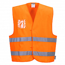 C475 Orange Hi-Vis Two Band Dual ID Holder Vest