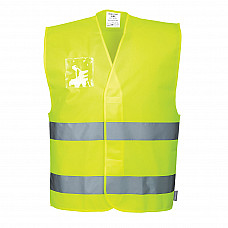 C475 Yellow Hi-Vis Two Band Dual ID Holder Vest