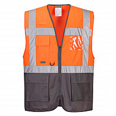 C476 Orange/Grey Warsaw Hi-Vis Contrast Executive Vest