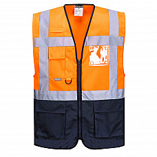 C476 Orange/Navy Warsaw Hi-Vis Contrast Executive Vest