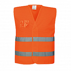 C494 Orange Hi-Vis Half Mesh Two Band Vest