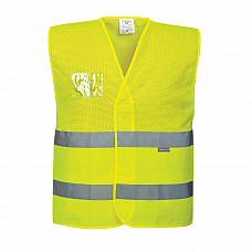 C494 Yellow Hi-Vis Half Mesh Two Band Vest