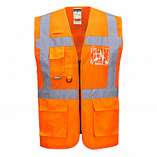 C496 Orange Madrid Hi-Vis Half Mesh Executive Vest