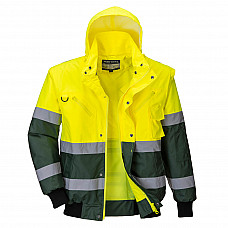 C565 Yellow/Green Hi-Vis 3-in-1 X Back Contrast Bomber Jacket