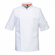 C746 White Stretch Mesh Air Pro Short Sleeve Jacket