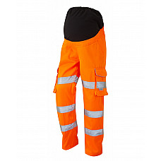 VERITY ISO 20471 Cl 2 Poly/Cotton Maternity Cargo Trouser (UK 14-16) HV ORANGE