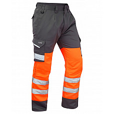 BIDEFORD ISO 20471 Cl 1 Poly/Cotton Cargo Trouser HV ORANGE/GREY