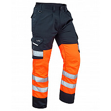 BIDEFORD ISO 20471 Cl 1 Poly/Cotton Cargo Trouser HV ORANGE/NAVY