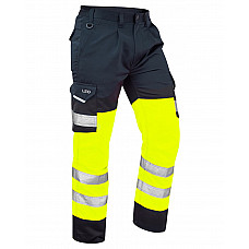 BIDEFORD ISO 20471 Cl 1 Poly/Cotton Cargo Trouser HV YELLOW/NAVY