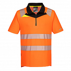 DX412 Orange/Black DX4 Hi-Vis Zip Polo Shirt S/S