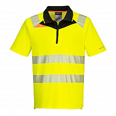 DX412 Yellow/Black DX4 Hi-Vis Zip Polo Shirt S/S