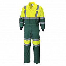 E052 Yellow/Green Hi-Vis X Back Contrast Coverall