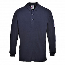 FR10 Navy Flame Resistant Anti-Static Long Sleeve Polo Shirt