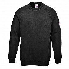 FR12 Black Flame Resistant Anti-Static Long Sleeve Sweatshirt