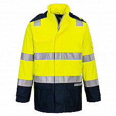 FR605 Yellow/Navy Bizflame Rain+ Hi-Vis Light Arc Jacket