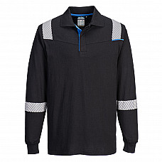 FR711 Black WX3 Flame Resistant Long Sleeve Polo