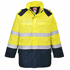 FR79 Yellow/Navy Bizflame Rain+ Hi-Vis Arc Jacket