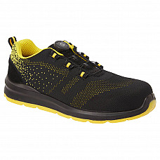 FT08 Black/Yellow Portwest Compositelite Wire Lace Safety Trainer Knit S1P