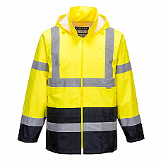 H443 Yellow/Navy Hi-Vis Contrast Classic Rain Jacket