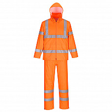 H448 Orange Hi-Vis Packaway Rain Suit