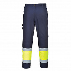 L049 Yellow/Navy Hi-Vis Lightweight Contrast Class 1 Service Trousers