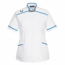 LW22 White/Aqua Medical Maternity Tunic